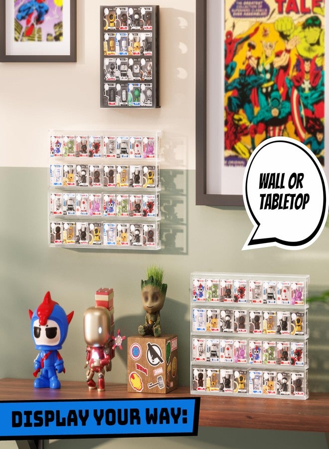 WINKINE Acrylic Display Bitty Protector Case Compatible with Funko Bitty Pop, Clear 32 Slots Figure Display Shelf for Countertop & Wall-mount, Mini Collection Case, Figure Holder Stand, 2 Pack(Clear) - Image 5