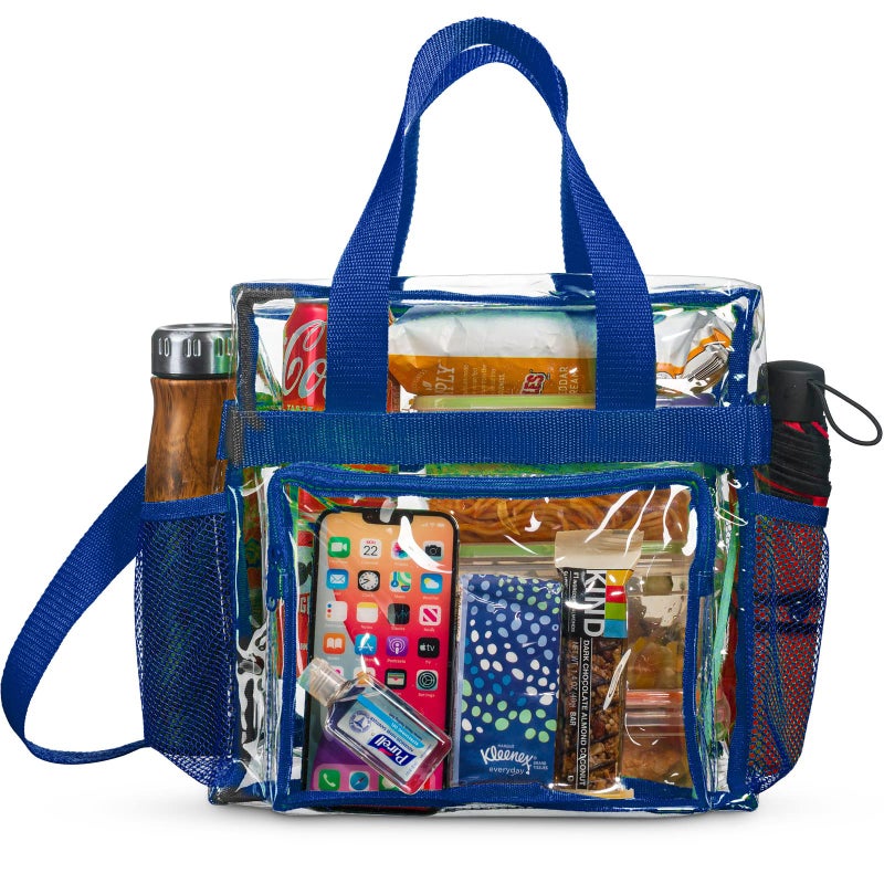 SP HOME GOODS Stadium Approved Clear lunch Bag Large with Adjustable Strap Front Storage Compartment and Mesh Pockets