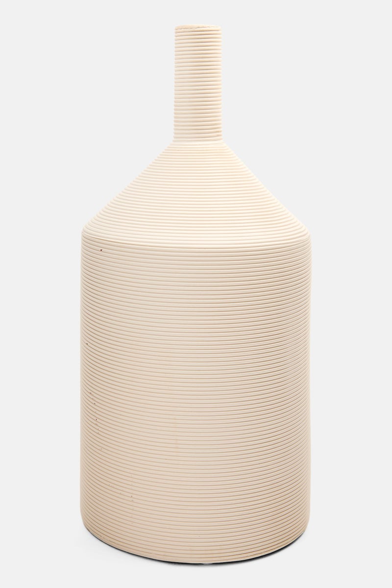Muy Mucho Feeling Good At Home Textured Flower Vase 30 H x 13 W cm, White - Image 1