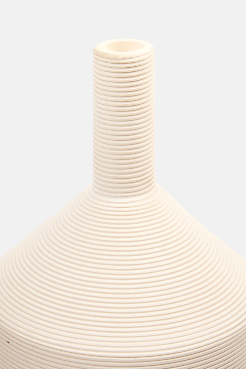 Muy Mucho Feeling Good At Home Textured Flower Vase 30 H x 13 W cm, White - Image 3