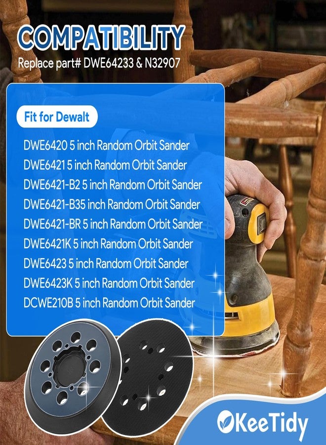 Keetidy Sander Pad for DeWalt DWE6421 6421K DWE6423 6423K DCW210B Random Orbital Sander 4 Screw Holes Sanding, 5" 8 Hole Hook and Loop Replacement Orbital Sander Pad, Replace Part# DWE64233 & N329079 - Image 3