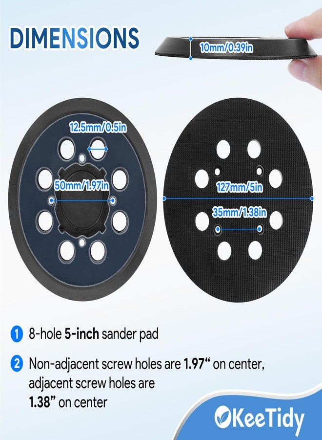 Keetidy Sander Pad for DeWalt DWE6421 6421K DWE6423 6423K DCW210B Random Orbital Sander 4 Screw Holes Sanding, 5" 8 Hole Hook and Loop Replacement Orbital Sander Pad, Replace Part# DWE64233 & N329079 - Image 4