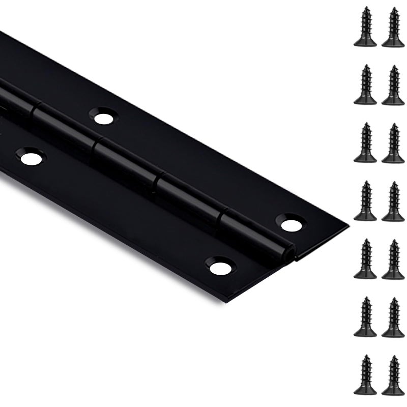 GRRONZEE Black Piano Hinge 30 Inch x 2 Inch Open Width Heavy Duty Stainless Steel Piano Hinge Continuous Hinge for Cabinet Door DIY Wood Boxes 0047 Leaf Thickness - Image 2