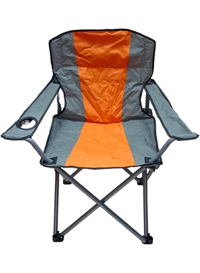 GO2CAMPS Foldable Camping Chair with Cup Holder | Heavy-Duty Steel Frame, 150 KG Weight Capacity | Lightweight, Compact Outdoor Chair for Desert Camping, Beach, Picnic, Travel, Trip & Fishing [ORANGE] - Image 3
