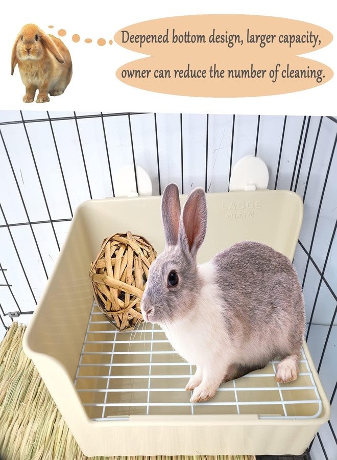 Hamiledyi Corner Litter Box for Rabbit Cage Bunny Litter Box with Grate Square Rabbit Potty Training Litterbox Plastic Guinea Pig Toilet Training Box for Cage (Brown) - Image 4