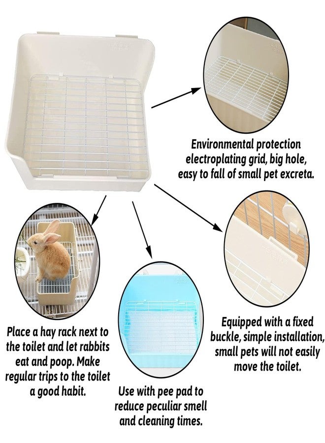Hamiledyi Corner Litter Box for Rabbit Cage Bunny Litter Box with Grate Square Rabbit Potty Training Litterbox Plastic Guinea Pig Toilet Training Box for Cage (Brown) - Image 2