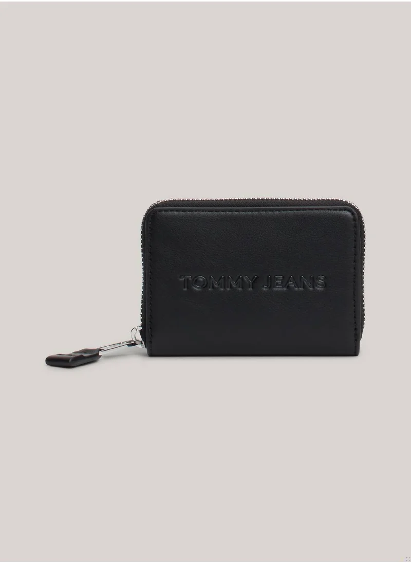 TOMMY JEANS Women's Essential Must Small Zip Wallet - Faux Leather, Black