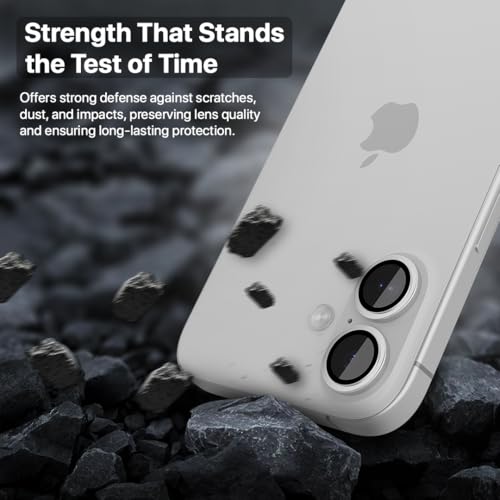 CASEGEAR Clear Pro Camera Lens Protector Compatible With iPhone 16/16 Plus | HD Clarity | Scratch Resistant | Complete Coverage | Easy Installation | Silver - Image 3