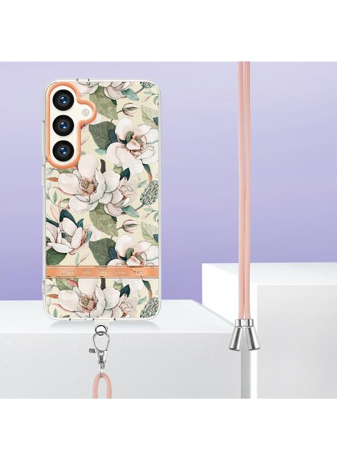 S-TOP Case For Samsung Galaxy S24 5G Flowers and Plants Series IMD TPU Phone Case with Lanyard - Image 3
