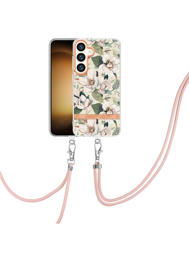 S-TOP Case For Samsung Galaxy S24 5G Flowers and Plants Series IMD TPU Phone Case with Lanyard - Image 1