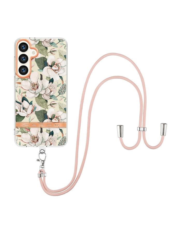 S-TOP Case For Samsung Galaxy S24 5G Flowers and Plants Series IMD TPU Phone Case with Lanyard - Image 2