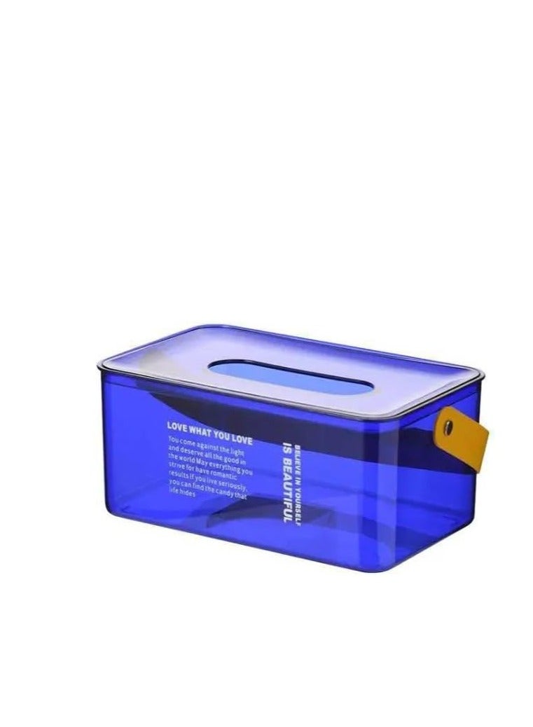 Acrylic Tissue Box with Leather Handle - Modern and High Quality Design MK (Navy)  - Image 1