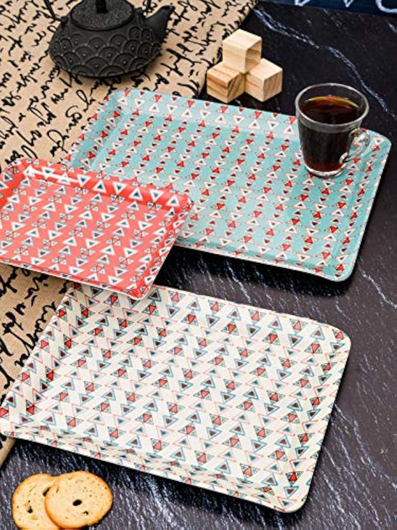 Goodhomes Melamine Serving Trays Set of 3 Mt124, Rectangular (Multicolor) - Image 1