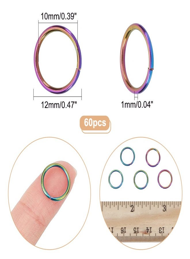CHGCRAFT 60Pcs Rainbow Open Jump Rings - 304 Stainless Steel Plating for Necklace Bracelet Earrings Making, 18 Gauge 12mm - Image 2