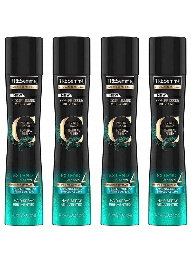 TRESemmé - Tresemme Compressed Micro Mist Hair Spray Extend Hold Level 4 Net Wt. 5.5 Oz (155 G) Per Can Pack Of 4 Cans - Image 1