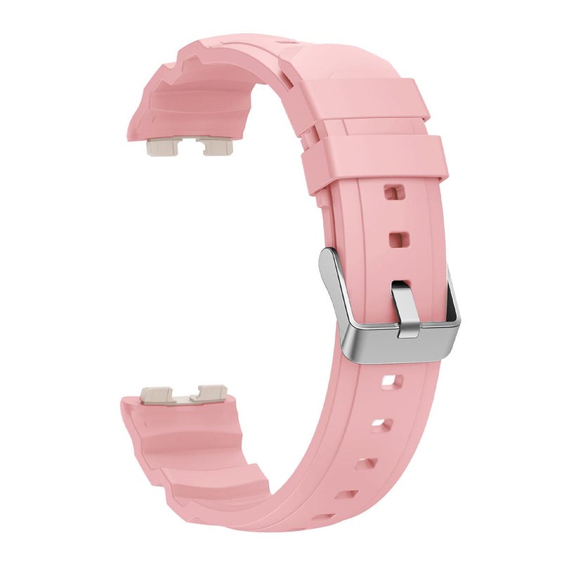 erorex For Huawei Band 10 / 9 / 8 Silver Buckle Silicone Watch Band(Pink) - Image 3