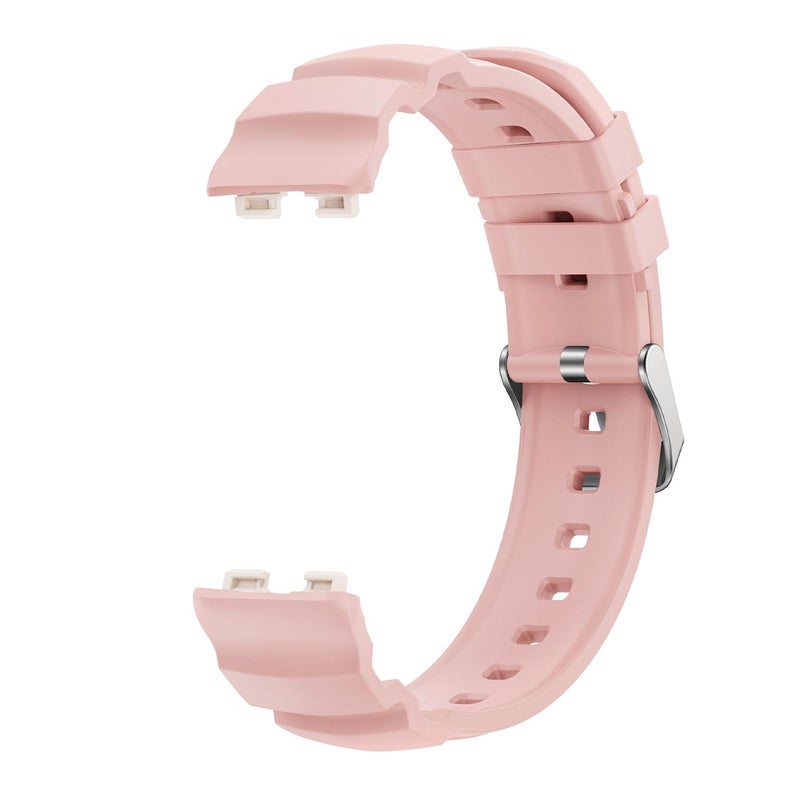 erorex For Huawei Band 10 / 9 / 8 Silver Buckle Silicone Watch Band(Pink) - Image 2