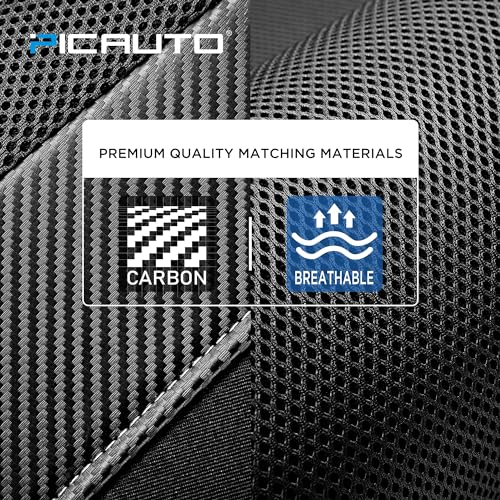 PIC AUTO High Back Front Car Seat Covers - Sports Carbon Fiber Mesh Design, Universal Fit, Airbag Compatible (Black) - Image 4