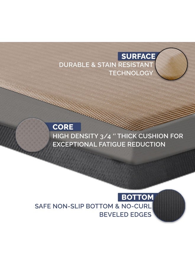 كومفي لايف سجادة أرضية مقاومة للتعب من كومفي لايف - سجادات مطبخ بسمك 3/4 بوصة للأرضية، سجادة مكتب قائمة، سجادة مطبخ - مريحة في المنزل والمكتب - متينة - مقاومة للبقع - قاعدة غير قابلة للانزلاق (20 بوصة × 32 بوصة، ذهبي وردي) - Image 4