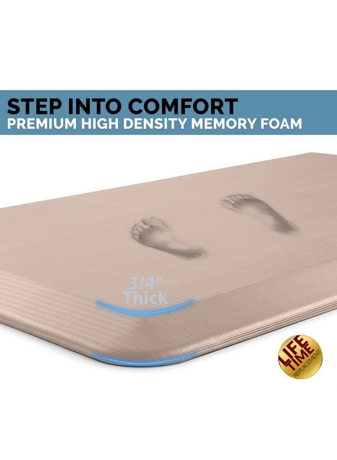 كومفي لايف سجادة أرضية مقاومة للتعب من كومفي لايف - سجادات مطبخ بسمك 3/4 بوصة للأرضية، سجادة مكتب قائمة، سجادة مطبخ - مريحة في المنزل والمكتب - متينة - مقاومة للبقع - قاعدة غير قابلة للانزلاق (20 بوصة × 32 بوصة، ذهبي وردي) - Image 2