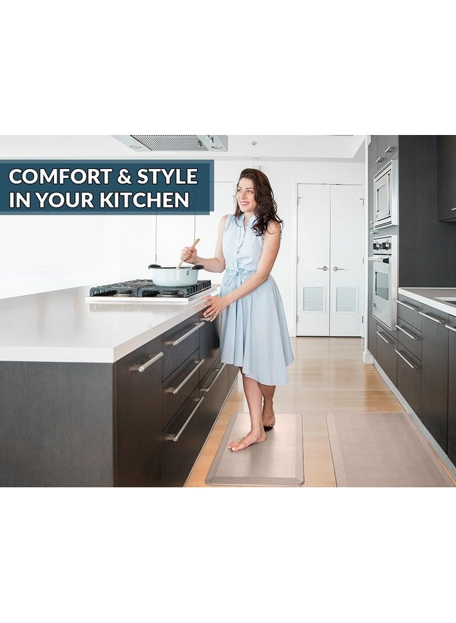 كومفي لايف سجادة أرضية مقاومة للتعب من كومفي لايف - سجادات مطبخ بسمك 3/4 بوصة للأرضية، سجادة مكتب قائمة، سجادة مطبخ - مريحة في المنزل والمكتب - متينة - مقاومة للبقع - قاعدة غير قابلة للانزلاق (20 بوصة × 32 بوصة، ذهبي وردي) - Image 5