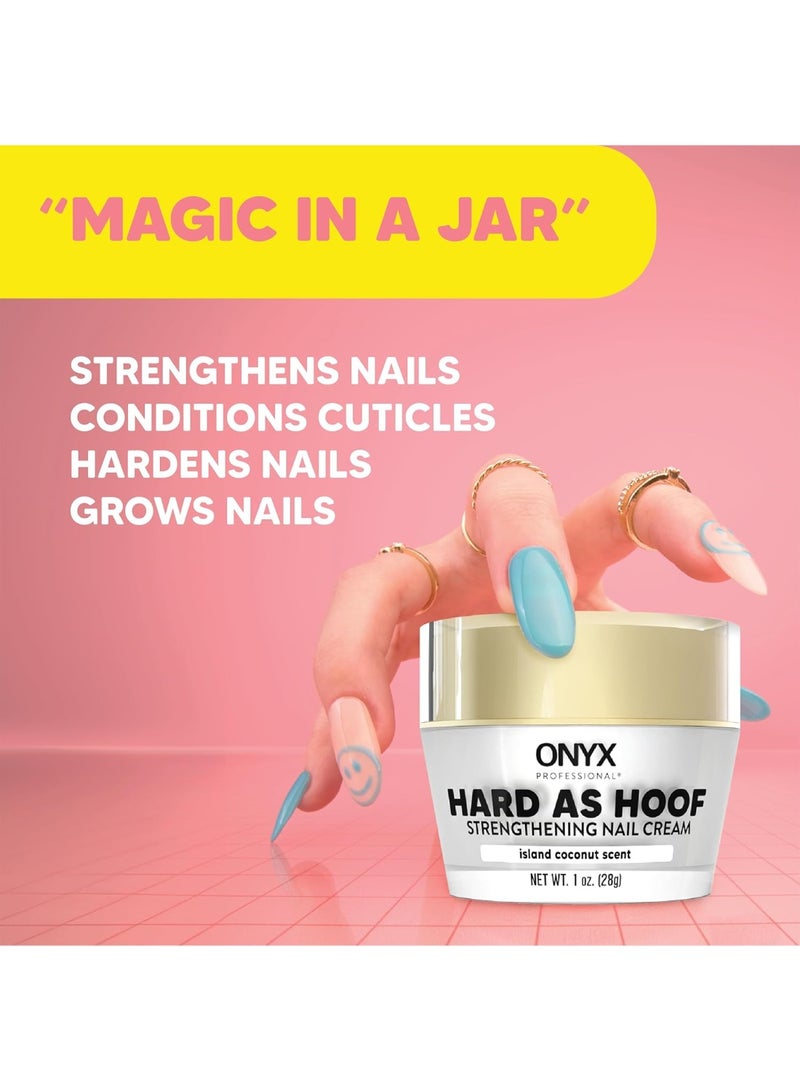 Onyx Professional Hard as Hoof Nail Strengthening Cream, Coconut Scent - Nail Growth and Conditioning Cuticle Cream Stops Splits, Chips, Cracks & Strengthens Nails, 1 oz - Image 2
