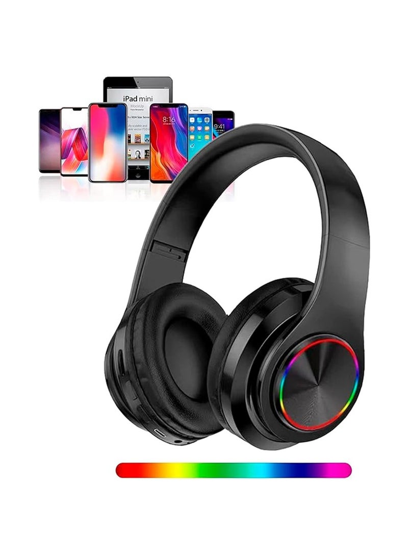 X-level Wireless Bluetooth Headphones with Colorful LED Lights,Bluetooth 5.0, Colorful Breathing Lights, Built-in Hands-Free Mic, Foldable and Portable Design, Perfect for Gaming, Music, and Calls  - Image 1