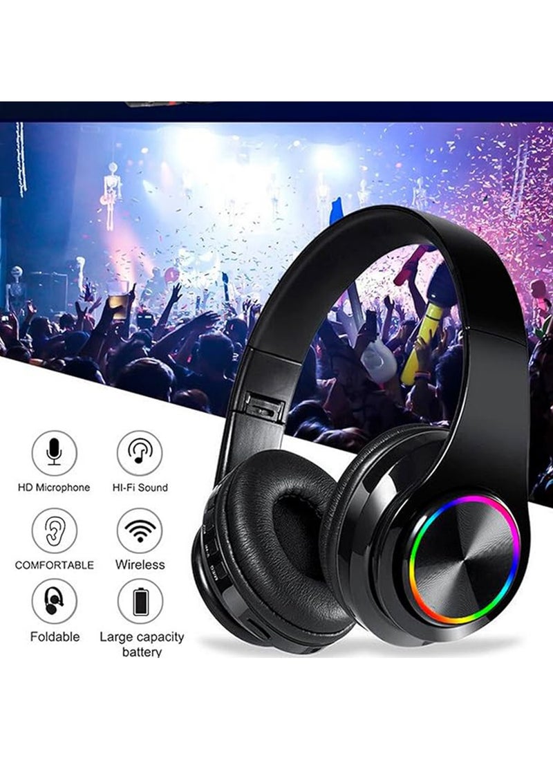 X-level Wireless Bluetooth Headphones with Colorful LED Lights,Bluetooth 5.0, Colorful Breathing Lights, Built-in Hands-Free Mic, Foldable and Portable Design, Perfect for Gaming, Music, and Calls  - Image 2