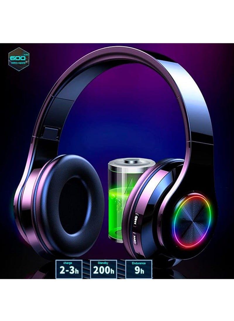 X-level Wireless Bluetooth Headphones with Colorful LED Lights,Bluetooth 5.0, Colorful Breathing Lights, Built-in Hands-Free Mic, Foldable and Portable Design, Perfect for Gaming, Music, and Calls  - Image 4