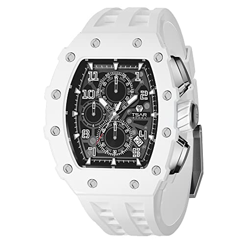 TSAR BOMBA ساعة تسار بومبا الفاخرة للرجال 50 متر مقاومة للماء حركة كوارتز يابانية علبة من الفولاذ المقاوم للصدأ زجاج ياقوتي مع وظيفة كرونوغراف وتاريخ هدية فريدة وعصرية للساعة… - Image 1