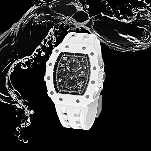 TSAR BOMBA ساعة تسار بومبا الفاخرة للرجال 50 متر مقاومة للماء حركة كوارتز يابانية علبة من الفولاذ المقاوم للصدأ زجاج ياقوتي مع وظيفة كرونوغراف وتاريخ هدية فريدة وعصرية للساعة… - Image 4