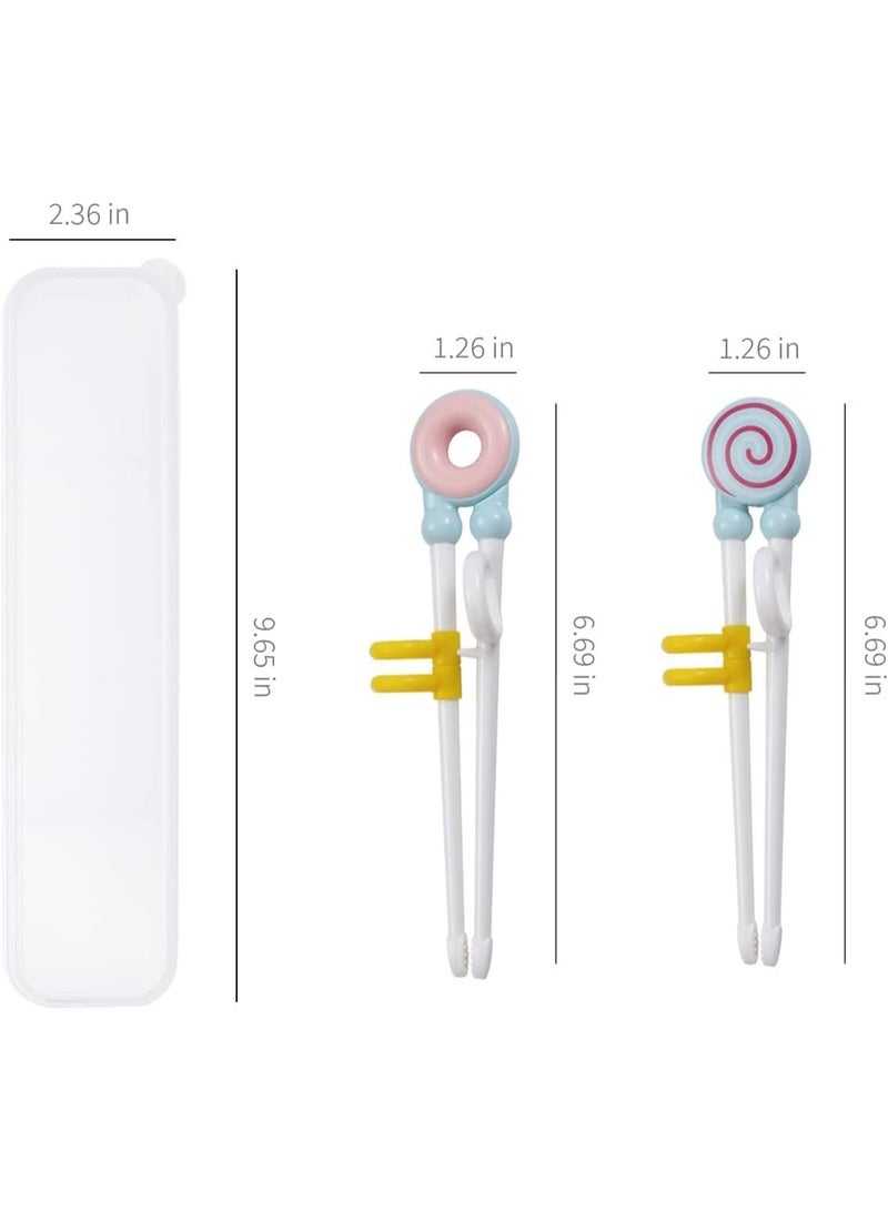 CLENEA Kids Chopsticks - 2 Pairs Cute Donut Lollipop Cartoon Design Plastic Training Chopsticks for Kids Beginners, Chopstick Trainer/Helper - Image 2