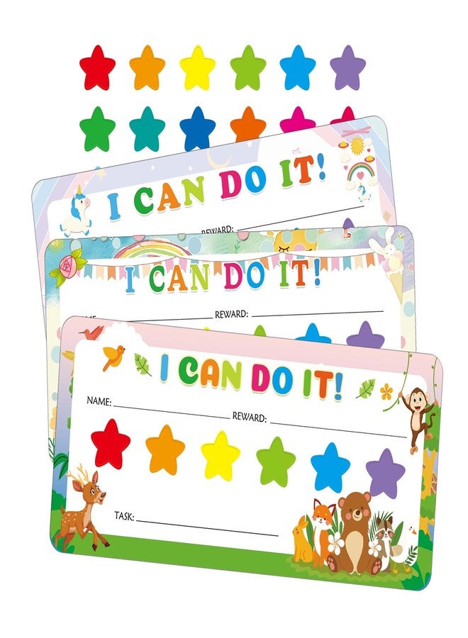 wootile 3 Set I Can Do It Magnetic Rewards Chart Colorful Positive-Reinforcement Stars and Customizable Goal Box Behavior Incentive Colorful Chore Chart for Classroom Teacher Preschool - Image 1