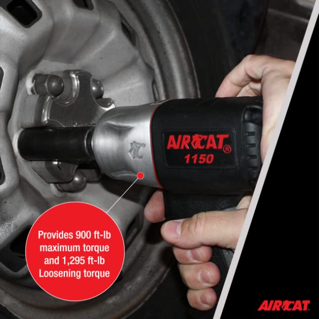 AIRCAT Pneumatic Tools 1150 1/2-Inch Drive "Killer Torque" Composite Impact Wrench 1295 ft-lbs, with coupler set - Image 5