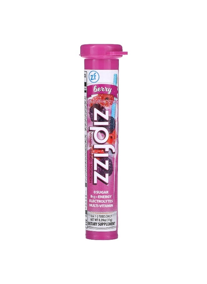 Zipfizz Zipfizz, Energy Drink Mix, Berry, 20 Tubes, 0.39 oz (11 g) Each  - Image 3