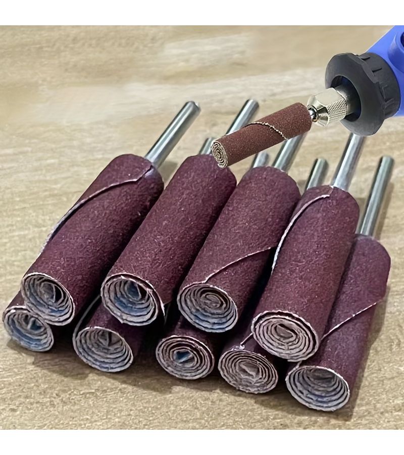 4pcs Grit Abrasive Cloth Roll With Handle Cylindrical Grinding Rod Sandpaper Flap Wheel Polishing Head For Power Tool Metal Rust Removal - Image 1