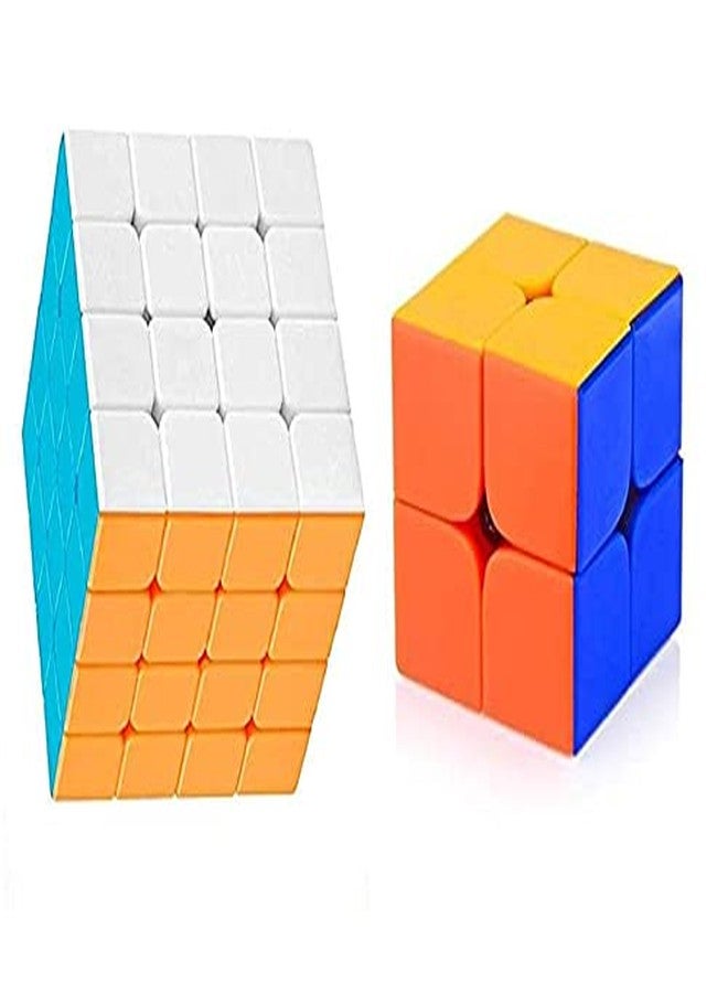 SEE Cubes Combo Cube Set of 2X2 and 4X4 Stickers Less and high Smooth Cube. Multi Color. - Image 1