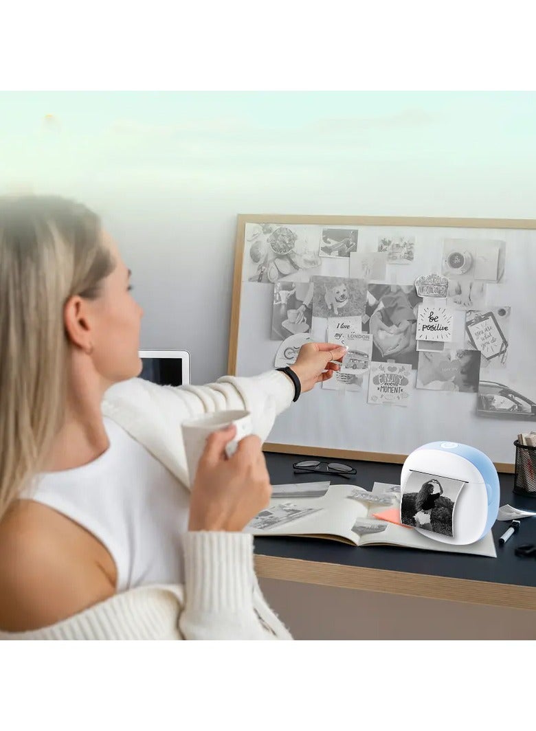 HD Mini Bluetooth Printer - Wrong Questions/Labels/Photos One Click Printing, Portable Thermal Printing Tool, Compatible with iOS/Android Sticker Wireless Inkless Printer with 13 Rolls of Paper, 6 Colored Pens, Essential Tool for Students/Offices