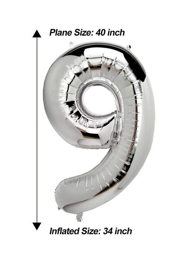 Generic - 40 Inch Large 19 Balloon Numbers Silver, Big Foil Number Balloons, Giant Helium Happy 19Th Birthday Party Decorations For Boy And Girl, Huge Mylar Anniversary Party Supplies - Image 1