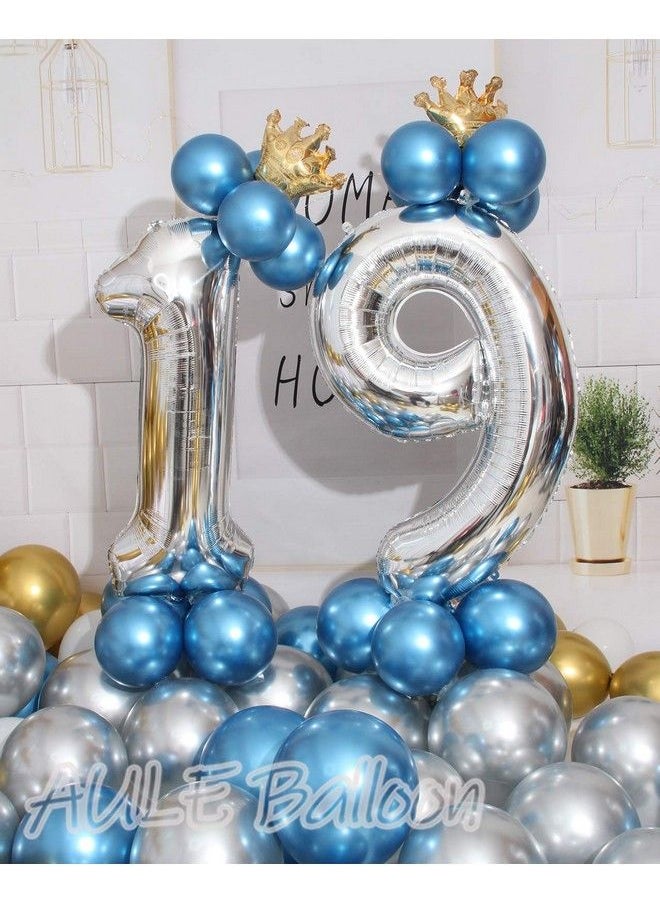 Generic - 40 Inch Large 19 Balloon Numbers Silver, Big Foil Number Balloons, Giant Helium Happy 19Th Birthday Party Decorations For Boy And Girl, Huge Mylar Anniversary Party Supplies - Image 1
