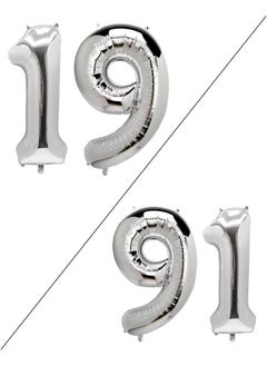 40 Inch Large 19 Balloon Numbers Silver, Big Foil Number Balloons, Giant Helium Happy 19Th Birthday Party Decorations For Boy And Girl, Huge Mylar Anniversary Party Supplies