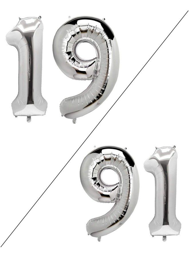 Generic - 40 Inch Large 19 Balloon Numbers Silver, Big Foil Number Balloons, Giant Helium Happy 19Th Birthday Party Decorations For Boy And Girl, Huge Mylar Anniversary Party Supplies - Image 1