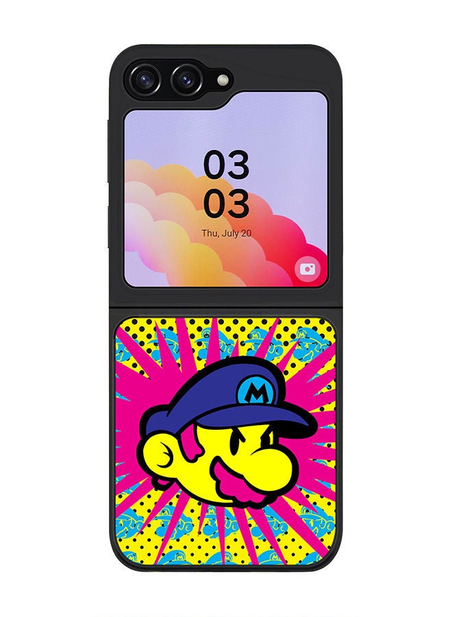 Stylizedd Rugged Black edge case for Samsung Galaxy Z Flip5, Slim fit Soft Case Flexible Rubber Edges Anti Drop TPU Gel Thin Cover -  Pop Mario - Image 1