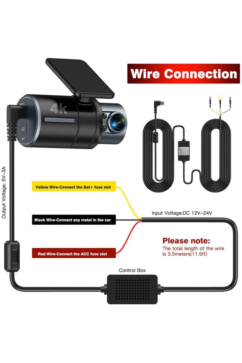 Hardwire Kit,for Dashcam DC 12-24V to 5V/3A Low Voltage Protection 24h Parking Surveillance Equipped with a small power connec,Dash Cam Hardwire Kit,Car Dash Camera Type C Charger Hard Wire Kit - Image 2