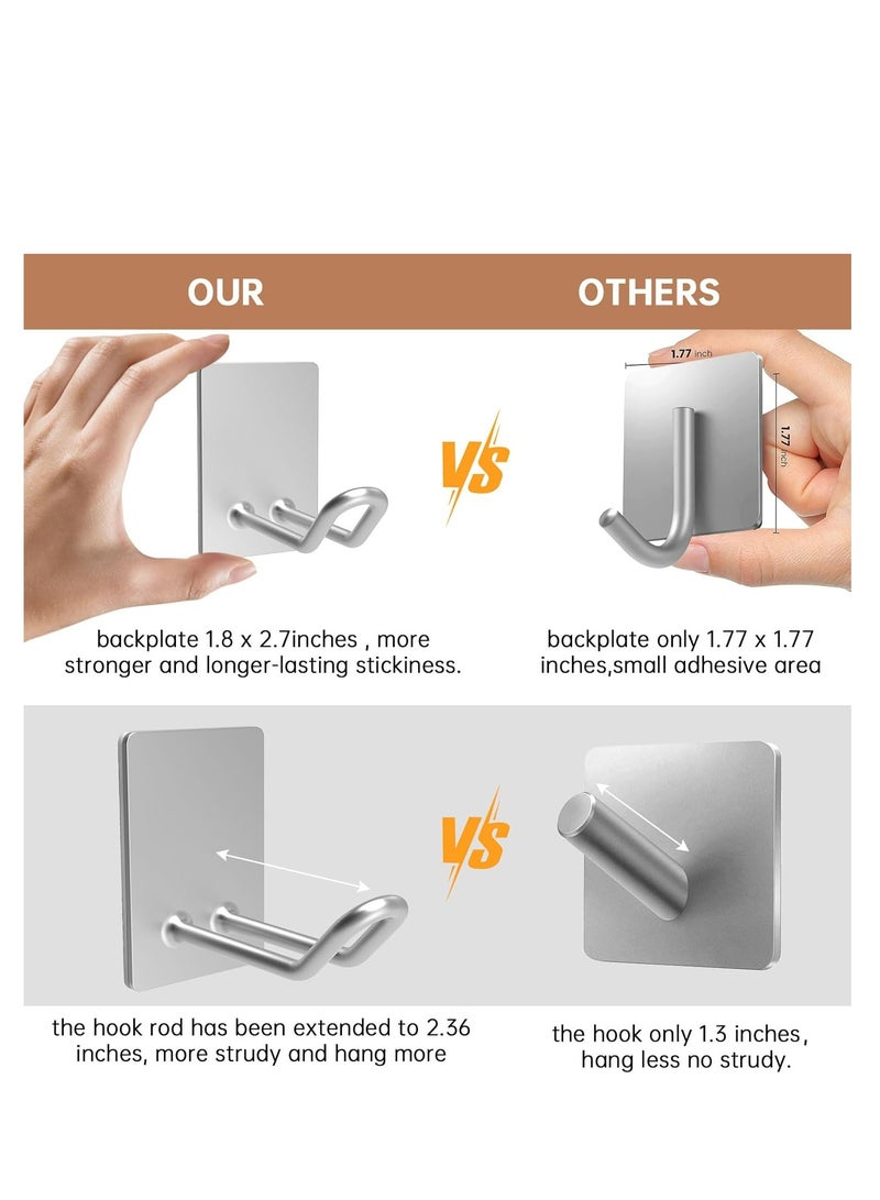 Oasisgalore 4 Pcs Self-Adhesive Stainless Steel Hooks – Towel, Robe, Hat for Kitchen and Bathroom (Silver)  - Image 2