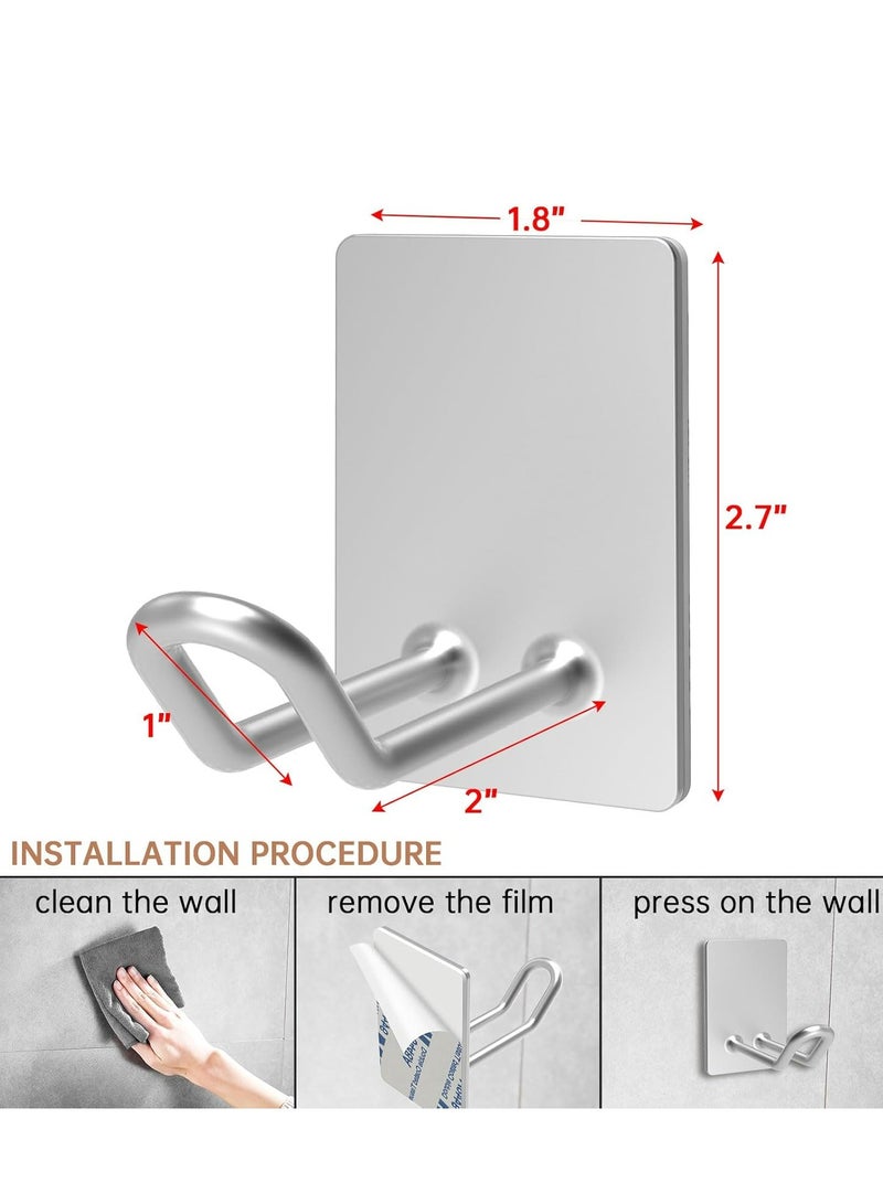 Oasisgalore 4 Pcs Self-Adhesive Stainless Steel Hooks – Towel, Robe, Hat for Kitchen and Bathroom (Silver)  - Image 3
