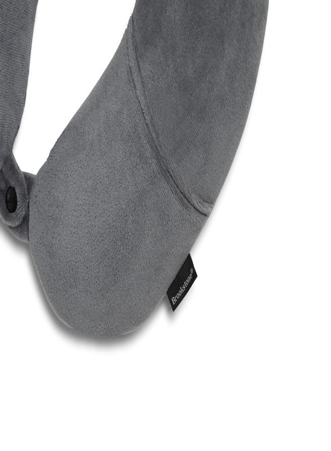 Brookstone Microbead Travel Head and Neck Pillow Lightweight and Plush with Phone or Headphone Pocket (Dark Grey) - Image 3