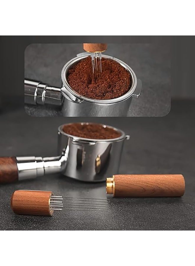Coffee Stirrer, 6 Needles Espresso Distribution Tool Coffee Stirring Tool with Natural Wood Handle, 0.4mm Professional Barista Hand Needle Type Distribution Tool, Needle Coffee Tamper (Rosewood) - Image 2