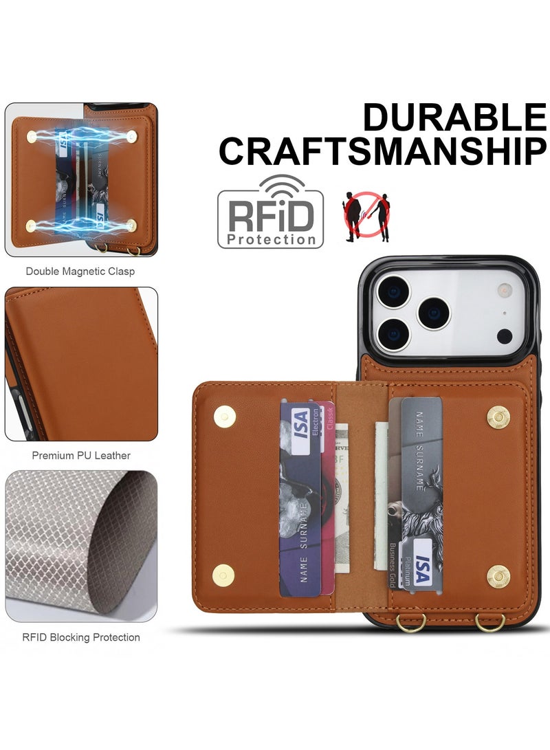 general iPhone 17 Pro Max  Case Card-Accessible Flip Wallet Style With Lanyard Loop Full-Edge Drop Protection Business-Ready Portable Phone Case - Image 3