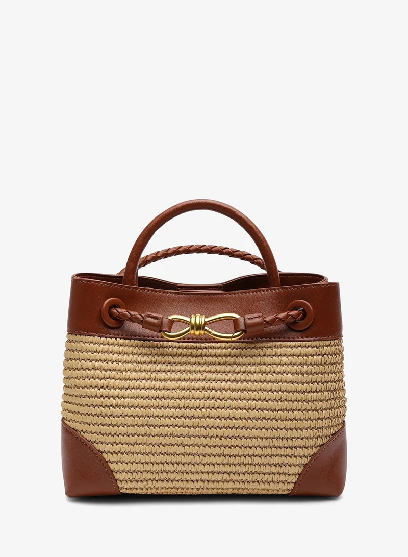 ويرز ذات فروم Luna Woven Leather Tote Bag With Gold Detail